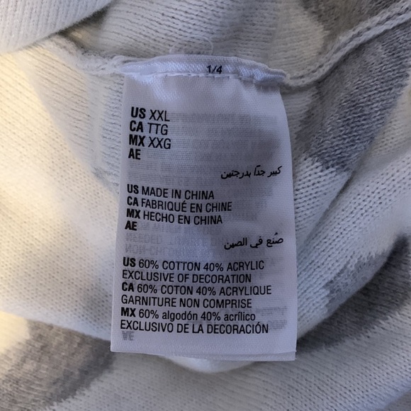 Charter club gray white hearts crew neck sweater size XXL embroidered pink heart - Picture 7 of 8